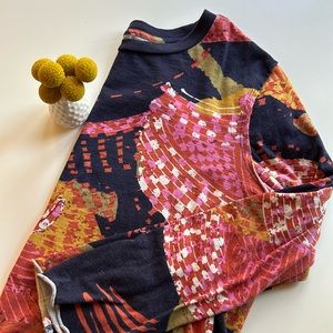 Anthropologie Print Crop Lounge Top Large